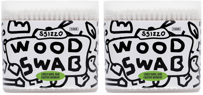 씨조 베이직 면 우드 스왑 면봉, 200개입, 2개