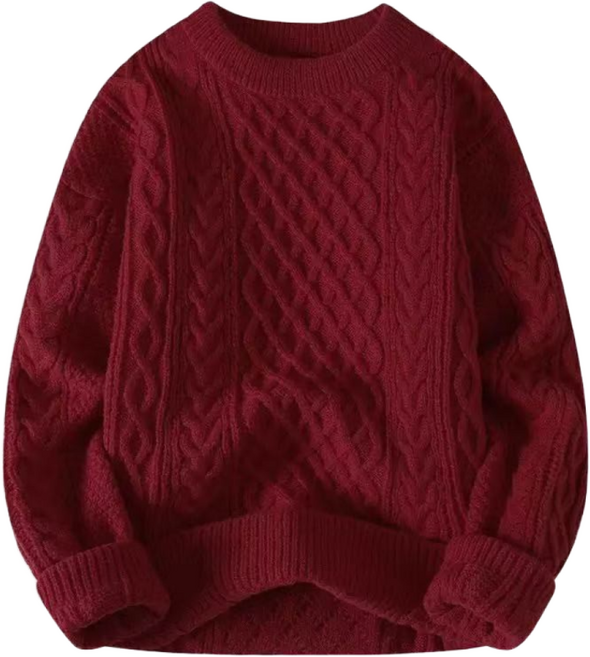 타임퓨어 남자 가을 겨울 스웨터 니트 코트 심플 꽈배기 복고 스타일 보온 라운드 스웨터 루즈핏에 고급스러운 캐주얼 스웨터 겨울아우터