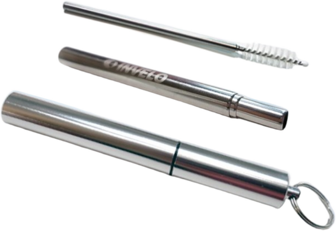 접이식빨대 휴대용 실리콘 스테인레스 빨대케이스 스테인리스빨대 다회용 스텐 인벨로 빨대세트, 1개, 3세트