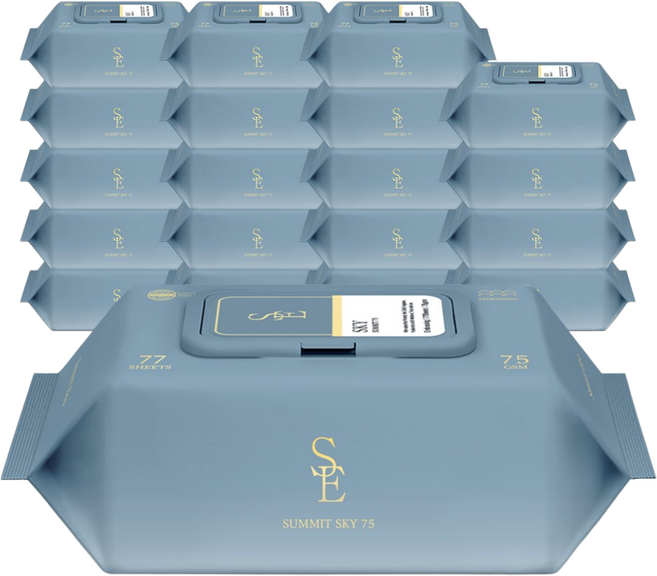 스마트에코 써밋 75g 스카이 77매 20팩 캡형 엠보 아기물티슈, 20개