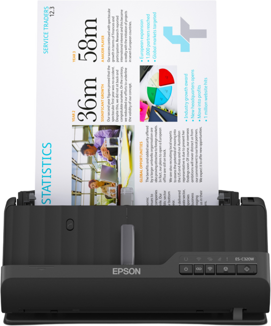 Epson WorkForce ES-C320W 양면 콤팩트 스캐너 무선 네트워크 컬러스캐너, 본품