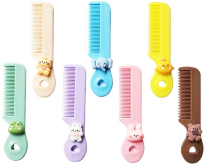 어클렛 스몰 휴대용 귀염빗, 7개, 혼합색