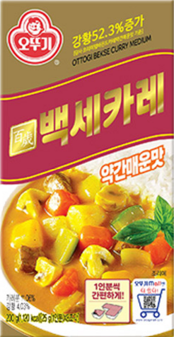 오뚜기 백세카레 고형 약간매운맛, 200g, 1개
