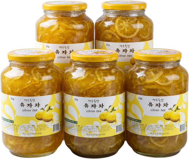 [순도100%] 씨가 없어 더 맛있는 무방부제 돌산 유자청 유자차 2kg 최상품 순수청, 1개입, 5개