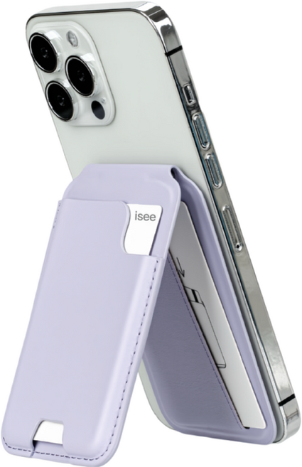 아이시(isee) 맥세이프 강력자석 각도조절 스탠드 카드지갑 (카드4장 수납), 크림라벤더, 1개