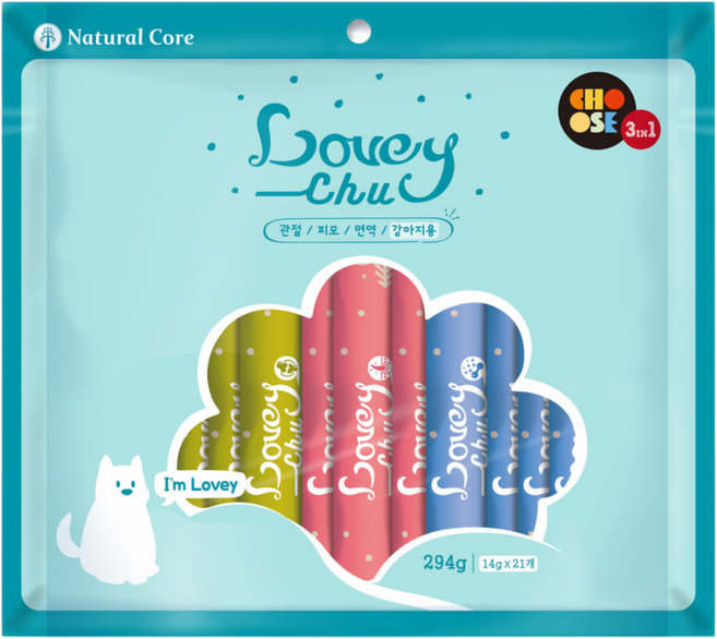 네츄럴코어 러비츄 강아지 파우치 간식 멀티팩 21p 세트 294g, 혼합맛, 5개