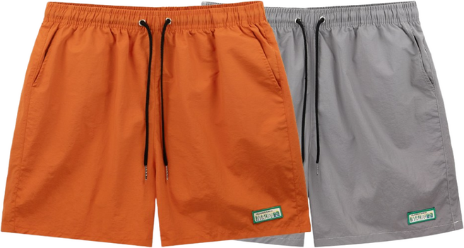 아소트 [1+1] 2장세트 남녀공용 썸머 비치웨어 나일론 숏 밴딩 팬츠 8color 3size