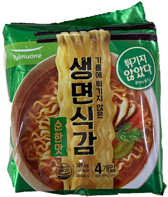 풀무원 생면식감 생라면 순한맛 97.4g, 4개