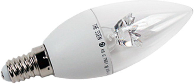 더쎈 LED 촛대구 램프 5W 투명 촛대전구 E14 세트, 10개, 전구색