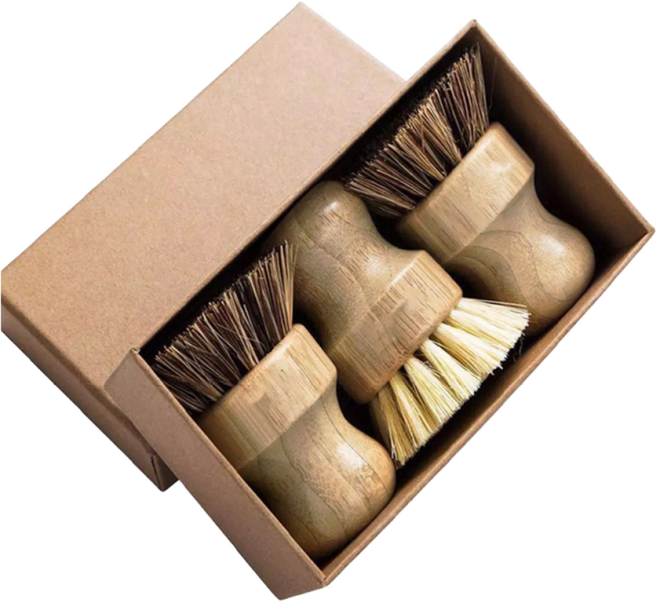 전복솔 주방 전복 해산물 세척 솔 우드솔 브러쉬, 베이지 3개입, 1세트