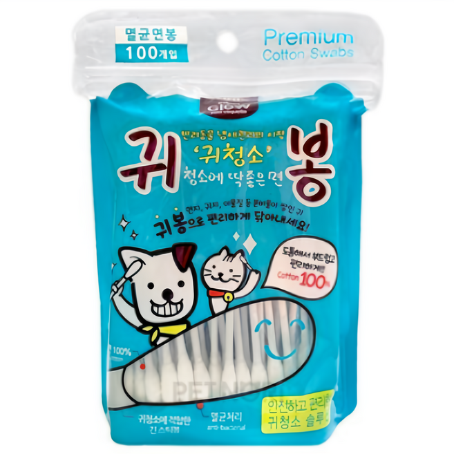 에티펫 반려동물 귀청소 귀봉, 2개, 50개입