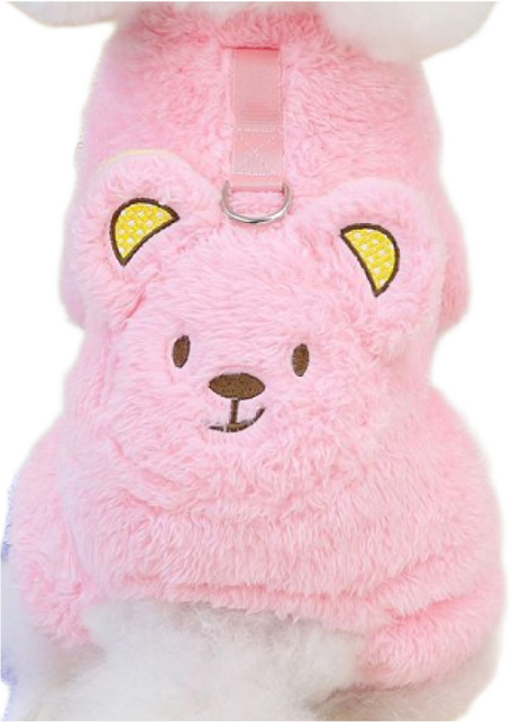 강아지 후리스 겨울옷 극세사 올인원, 핑크