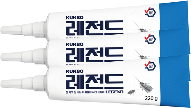 바퀴벌레 퇴치 제거 구제 약 독먹이 살충제 레전드겔 220g 3개 먹이통15개, 1세트