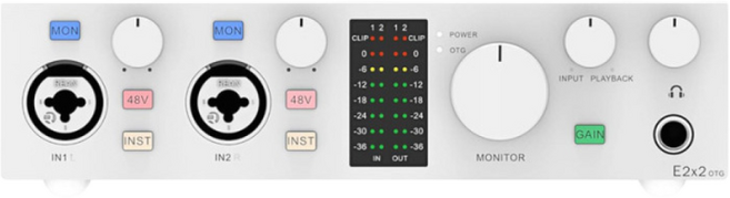 TOPPING E2x2 OTG 토핑 프로 오디오 인터페이스 오인페 홈레코딩 정품, 화이트