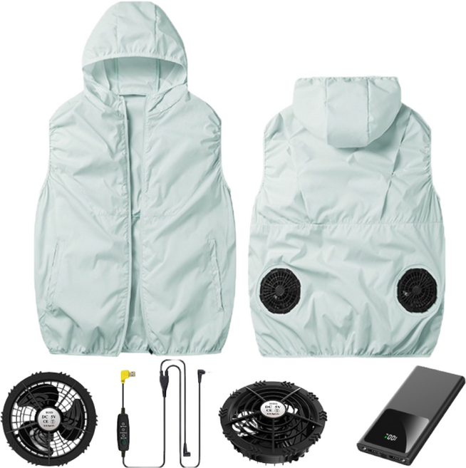 THOUSTA 여름 아이스 얼음 선풍기 조끼 쿨링 에어컨 냉풍 작업복