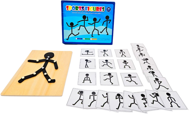 마크라쏭 동작 모방 자세 만들기 원목 인물 관찰력 신체 지각 교구 감각통합 작업치료 활동 kc인증, 자세만들기, 1개