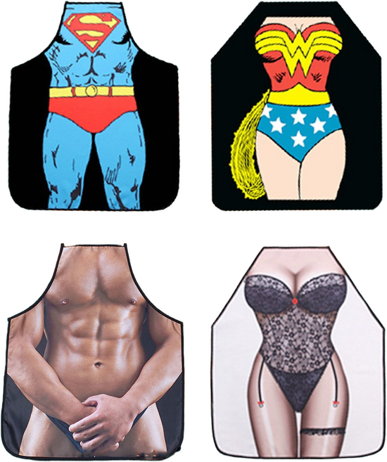 캐릭터 앞치마 슈퍼맨 원더우먼 크리스마스 집들이 선물, 03 근육남, 1개