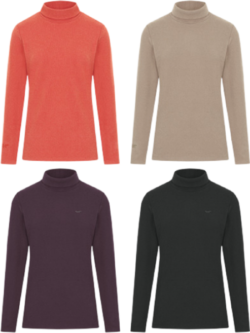 [울시] 여성 듀스텍스 하이넥 하이넥 기모 티셔츠 스판 티셔츠 골프 티셔츠 목폴라 티셔츠