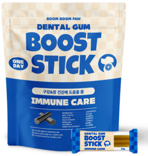 붐붐포 강아지 덴탈껌 원데이 부스트스틱, 구강 장케어, 225g, 1개