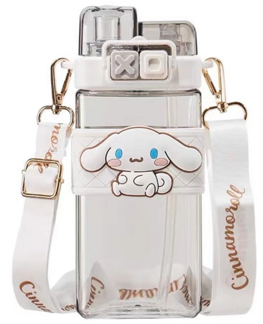 산리오 피규어 워터보틀 시나모롤 쿠로미 마이멜로디 폼폼푸린 사각보틀 트라이탄 투명 빨대 물병 520ml 다나에, 시나모롤 물병