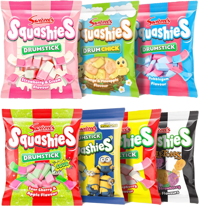 영국 스위즐스 젤리 스쿼시 드럼스틱 세트 Swizzels Squashies Drumstick, 140g, 7개