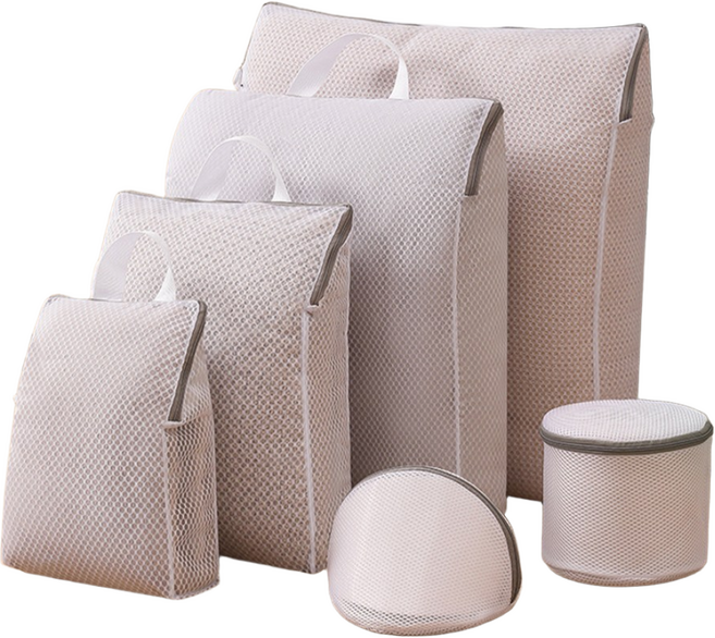 LUNAPOLI 3D 메쉬 입체 무형광 세탁망 6종세트 브라 속옷 대형 의류 빨래망, 1개, 화이트/6종