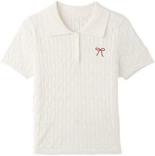 포령트레이드 리본 케이블 반팔 니트 Polo 넥