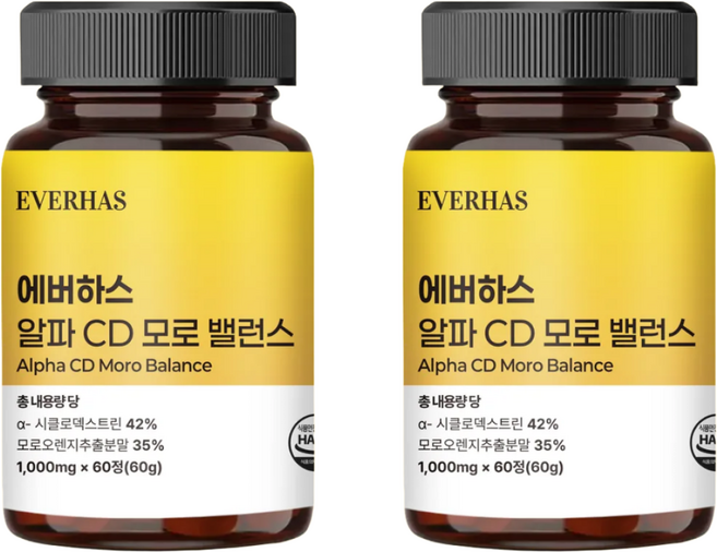에버하스 알파CD 모로 밸런스 식약청인증 HACCP, 2개, 60정