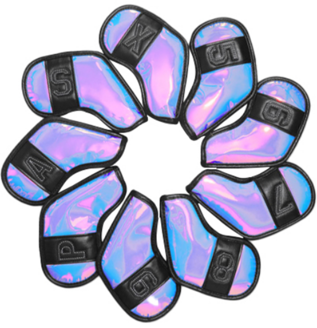 리카타 알카이드 홀로그램 아이언 헤드 골프채 커버 보호 세트 9개, 엣지 블랙, 1개