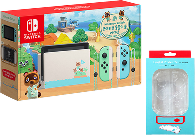[공식판매처 에스엠퓨처스] 닌텐도 스위치 HAD 동물의숲 에디션 배터리개선판 + HAD 용 투명케이스 오늘출발
