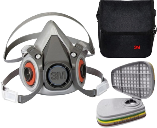 3M 방독마스크세트 방독면(6200)+방독필터(6006K)+방독면가방(반면형), 1세트, 그레이