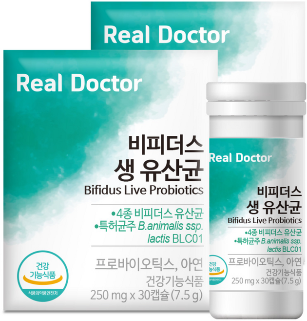 리얼닥터 비피더스 생유산균 대장건강 배변활동 4종비피더스 면역건강 장건강 국제특허 유럽특허, 2개, 30정