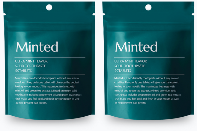 민티드 프리미엄 고체치약 리필형 90p, 63g, 2개