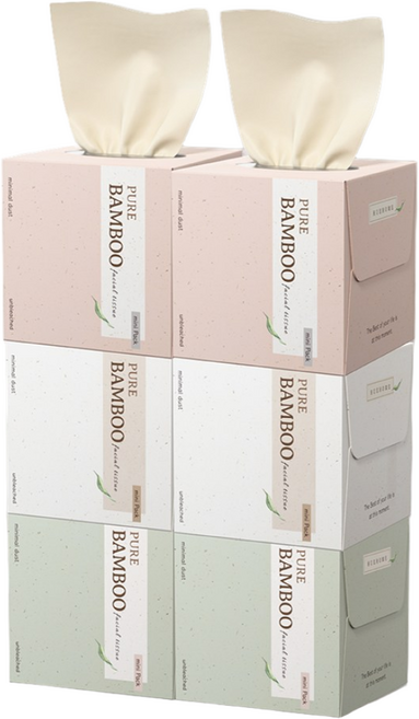 휴홈 무표백 퓨어 뱀부 티슈 미니, 6개, 230매