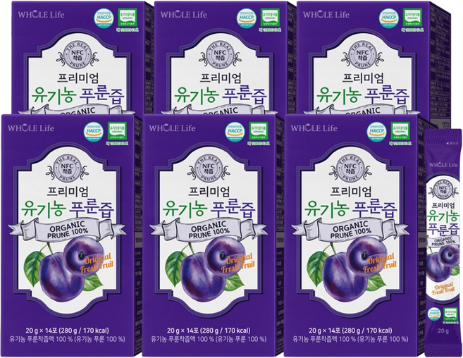 홀라이프 프리미엄 유기농 푸룬즙, 280g, 6박스