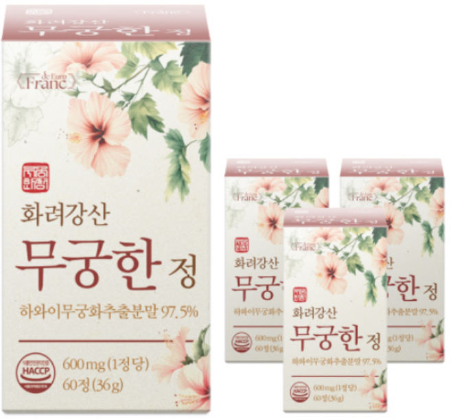 정품 화려강산 무궁한 정 [97.5%] 식약청인증 해썹, 4개, 60정