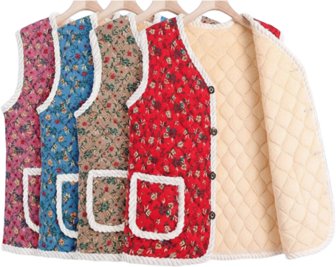 지우네샾 김장조끼 꽃무늬조끼 할머니조끼