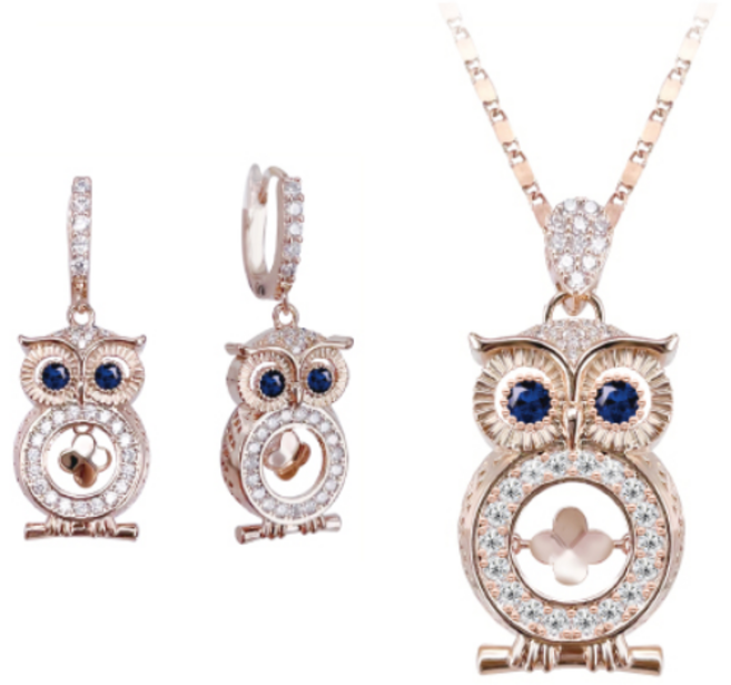 [혜성 주얼리] 레토 사파이어 댄싱클로버 부엉이 귀걸이 목걸이 2종
