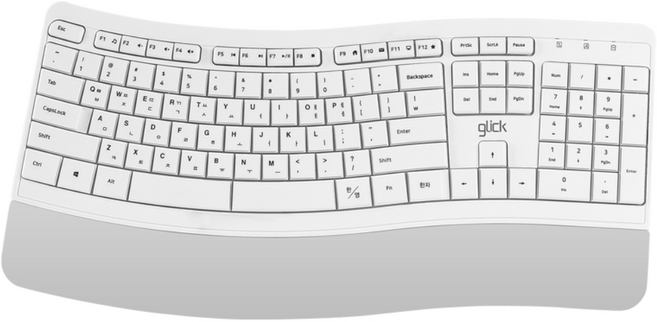 지클릭커 오피스프로 에르고M 인체공학 무선 키보드 EK100, 화이트