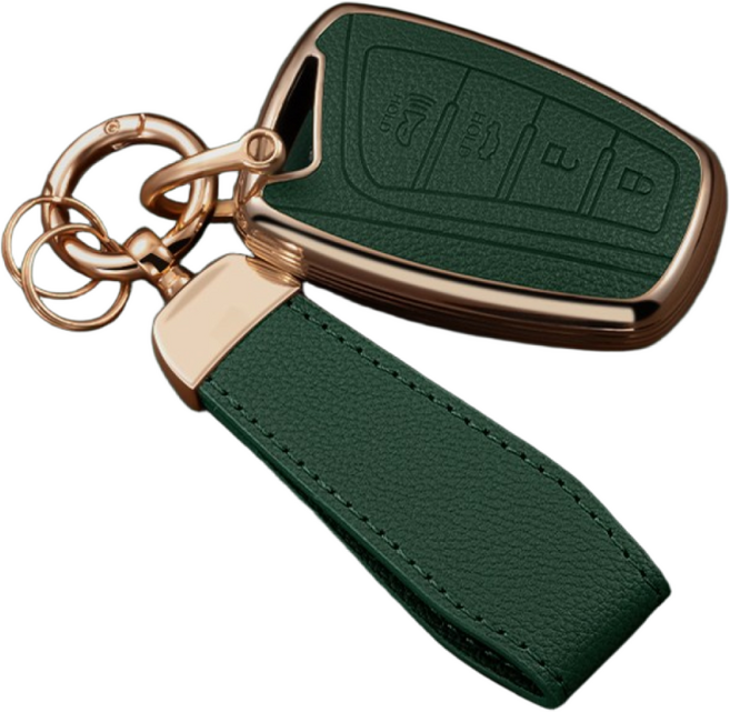 HAKO 소프트 가죽TPU 키케이스+키홀더 ( 현대호환 4버튼 ), H-02, 그린