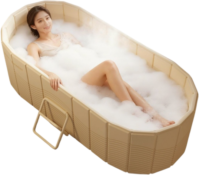 접이식 욕조 무설치 간이 가정용 욕조통 반신욕 BY-E-08, 1개, 베이지
