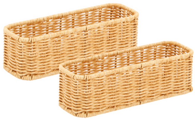 하우스레시피 PP 라탄 1칸 서랍정리대, 베이지, 2개