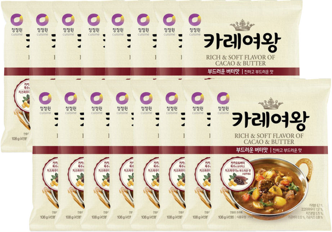 TORIMALL 청정원 카레여왕 "부드러운 버터맛", 108g, 16개