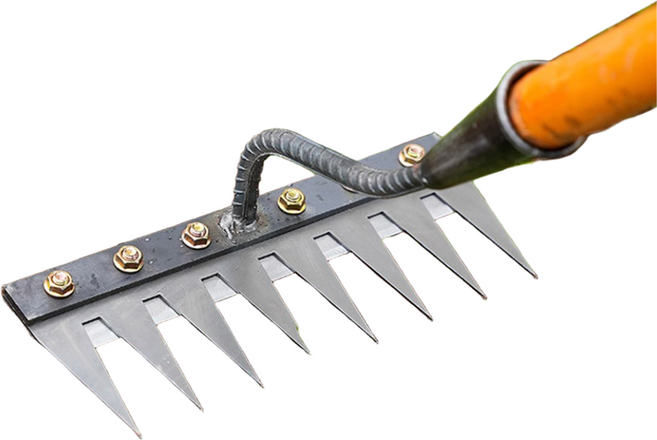 7발 잡초 쇠스랑 + 대왕 자루 120cm (잡초제거기 약초뽑기 호미 정원 농장 관리 농기구), 1개