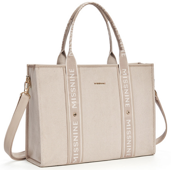 MISSNIEN 여성 캔버스 토트백 숄더백 사각 캔버스백 노트북 서류 여성 가방
