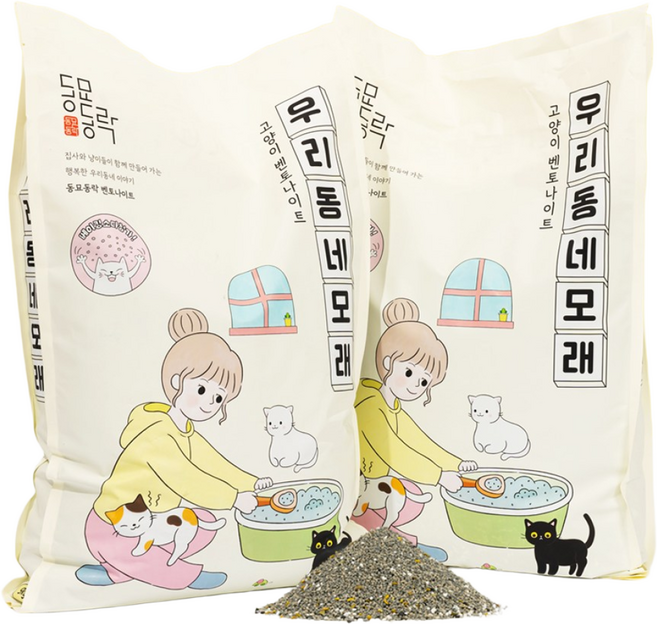 동묘동락 우리동네모래 벤토나이트 고양이 모래, 15L, 2개