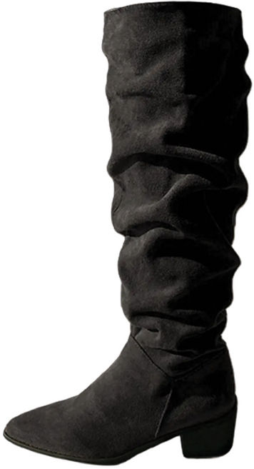 모노소울 닐라 4.5cm 스웨이드 주름 셔링 웨스턴 롱부츠 하비부츠