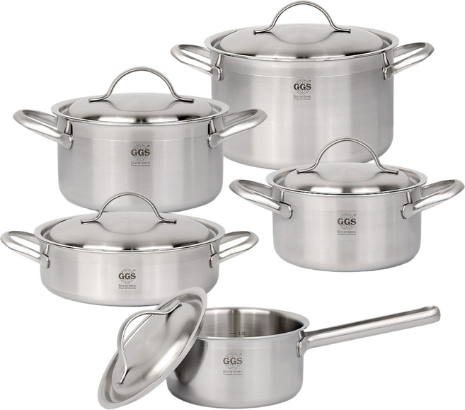 독일 GGS 엘리트 통3중 인덕션 304스테인레스 고급스탠냄비 5종 세트 16편수+18양수+20양수+24곰솥+24전골