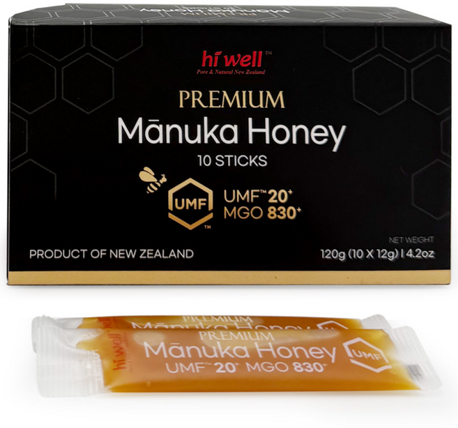 UMF20+ (MGO830+) 하이웰 뉴질랜드 마누카꿀 스틱 12gx10포, 1박스, 120g