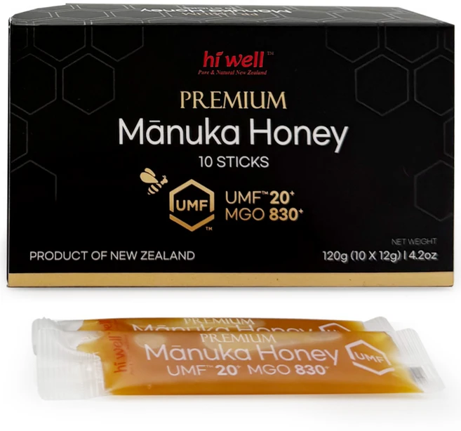 UMF20+ (MGO830+) 하이웰 뉴질랜드 마누카꿀 스틱 12gx10포, 1박스, 120g - 쿠팡